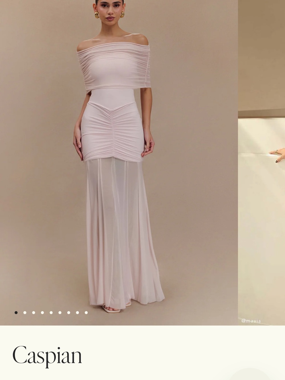 Meshki Strapless Blush Pink Ruched Sheer Gown